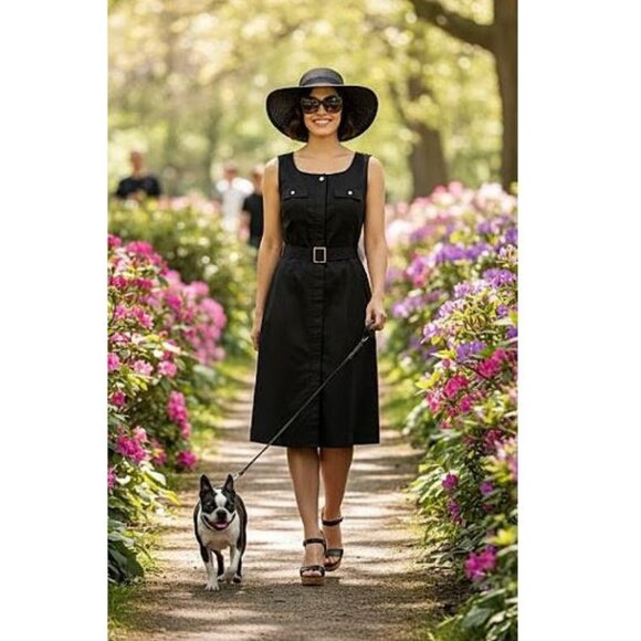 LAUREN RALPH LAUREN, Black sleeveless shirt dress with belt - Picture 2 of 12